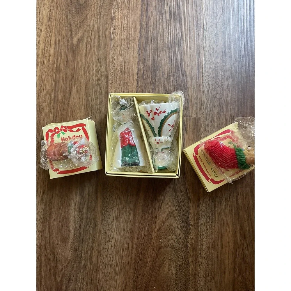 Vintage Holiday Memories Collector Ornaments  Lot Family Bells Mouse Puppy